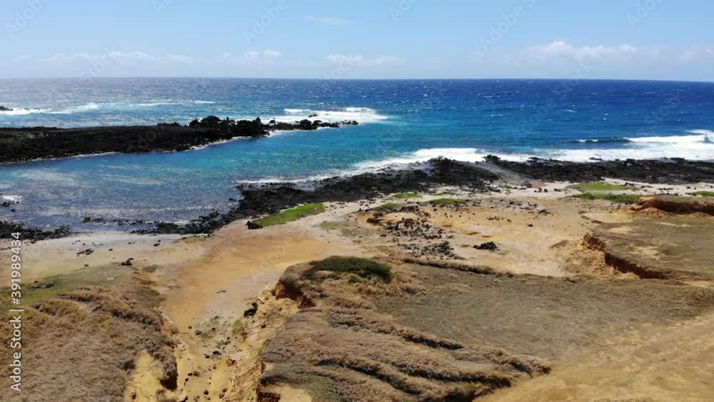 Volcanic coastal landscape - aerial drone shot 4k Volcanic coastal landscape - aerial drone shot 4k