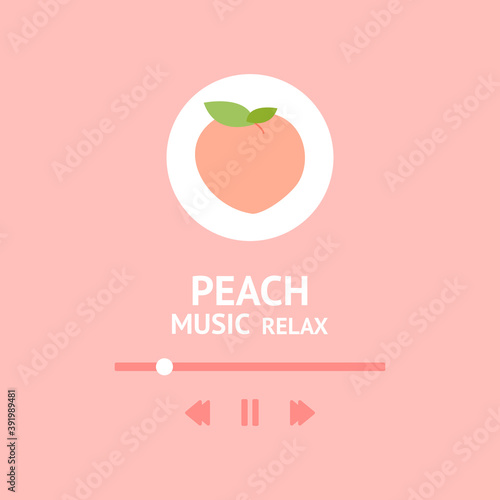 Peach relax icon. Cute style playlist. Pastel color playlist. Relaxing music background.