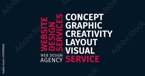 Web Design Agency. Website Services. Animated word cloud text. Kinetic typography Animation.