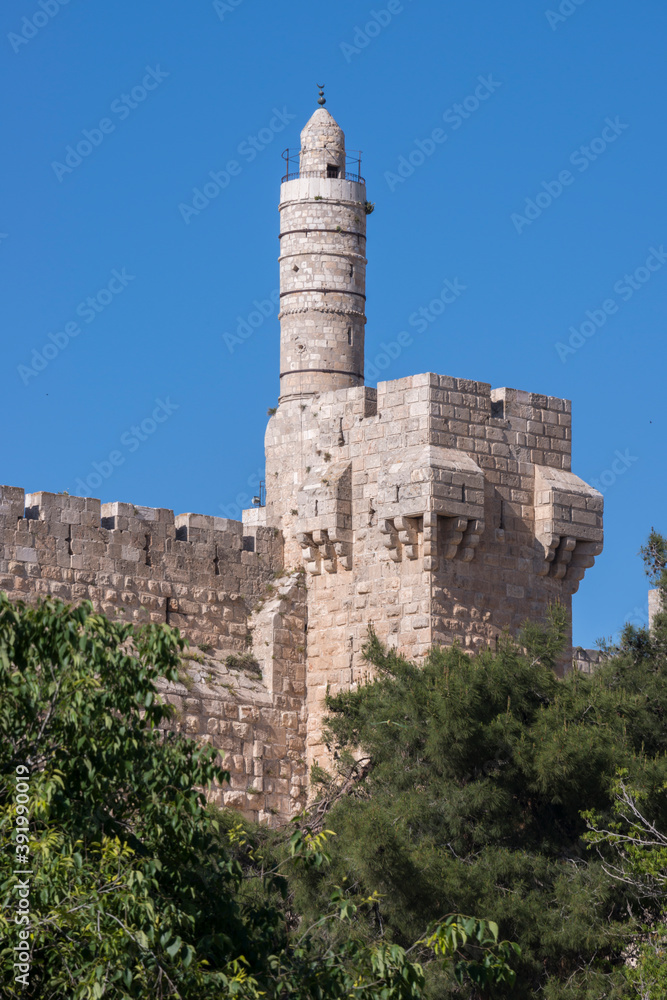 Torre de David en las murallas de Jerusalén, Israel