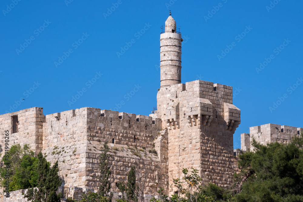 Muralla y Torre de David en Jerusalén, Israel