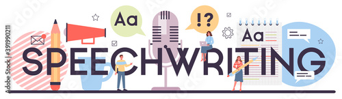 Speechwriting typographic header. Professional speechwriter or journalist