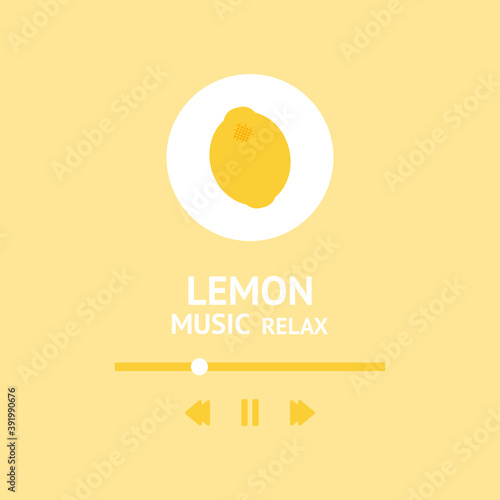 Lemon relax icon. Cute style playlist. Pastel color playlist. Relaxing music background.