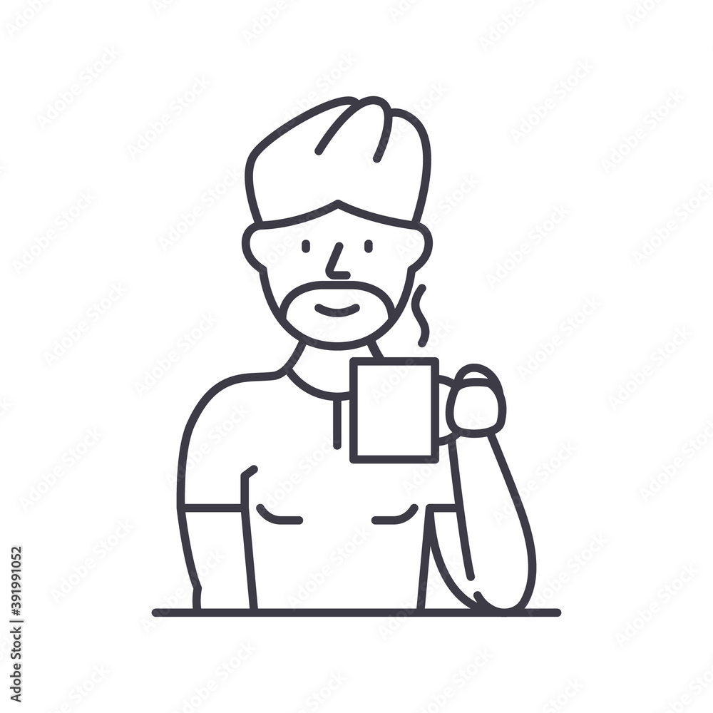 Bartender icon, linear isolated illustration, thin line vector, web design sign, outline concept symbol with editable stroke on white background.