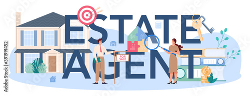 Qualified real estate agent or realtor typographic header. Realtor