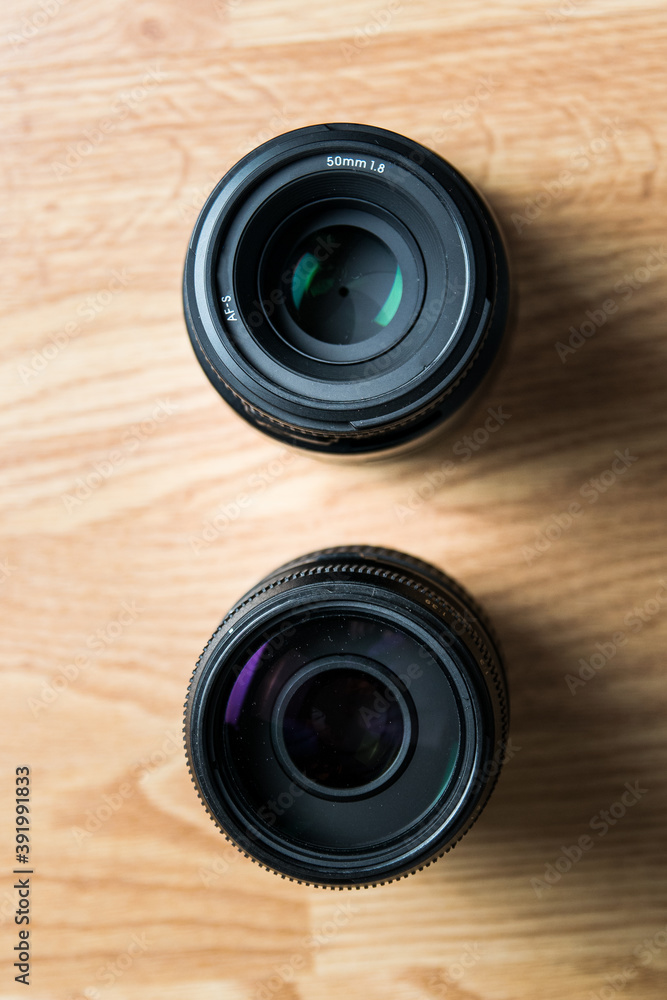 Close-up photography lenses or lenses, close-up. Concept of photographer, or photographic material