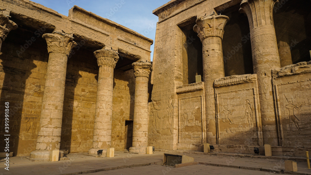 Temple of Horus or Edfu Travel destination in Egypt Entrance gate area beautiful African architecture style