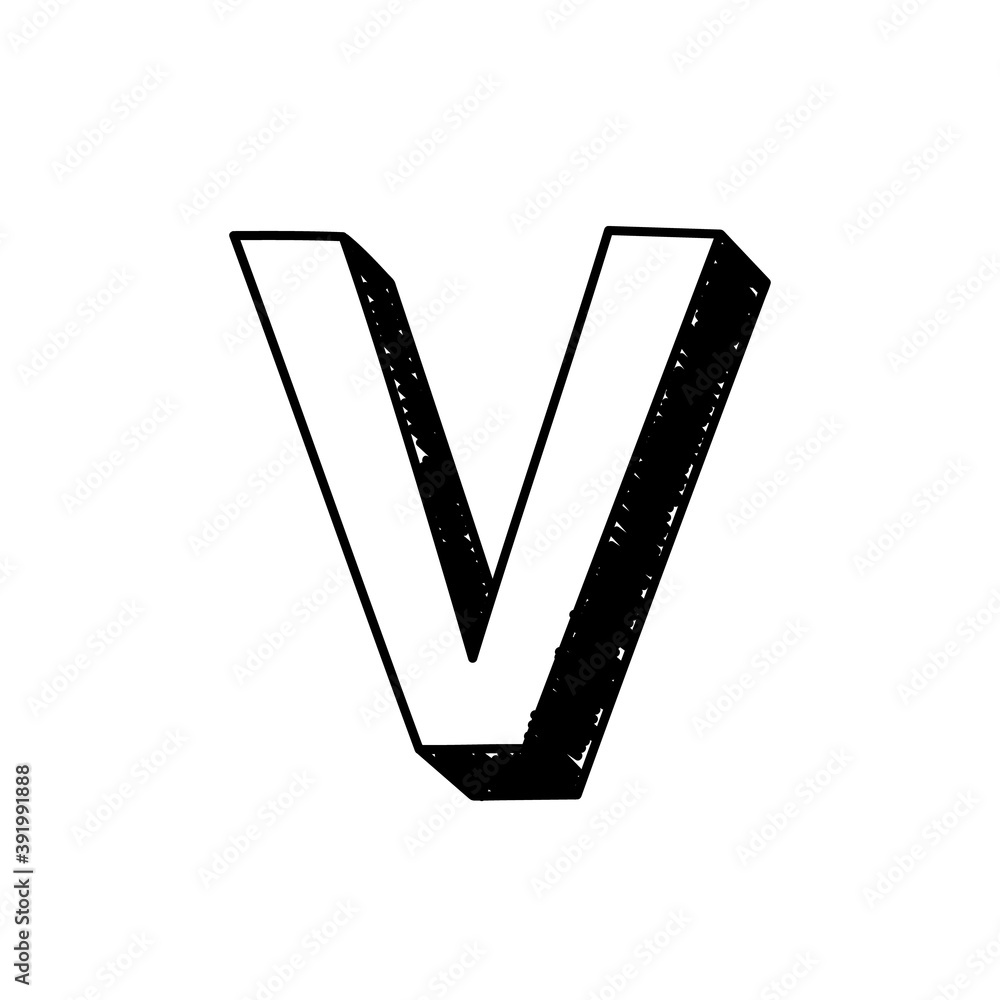 V letter hand-drawn symbol. Vector illustration of a big English letter V. Hand-drawn black and white Roman alphabet letter V typographic symbol. Can be used as a logo, icon V letter hand-drawn symbol. Vector illustration of a big English letter V. Hand-drawn black and white Roman alphabet letter V typographic symbol. Can be used as a logo, icon