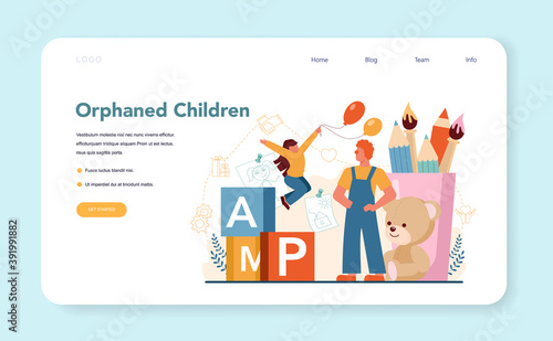 Social volunteer web banner or landing page. Charity community