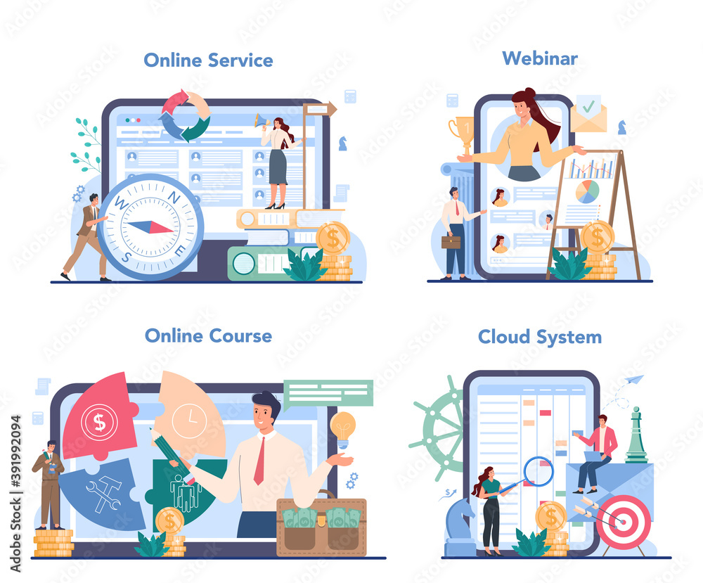 Business top management online service or platform set. Successful Business top management online service or platform set. Successful