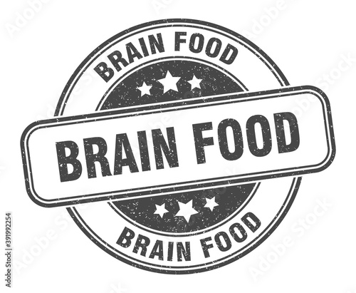 brain food stamp. brain food label. round grunge sign