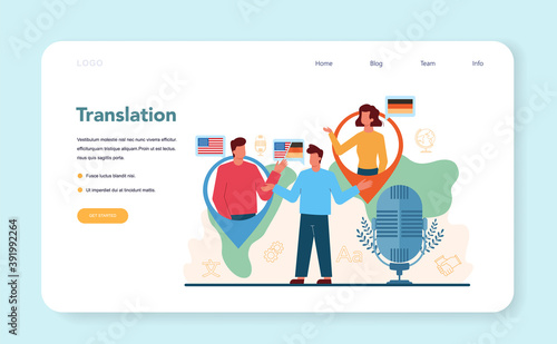 Translator and translation service web banner or landing page