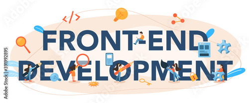 Front-end development typographic header. Website interface design improvement.