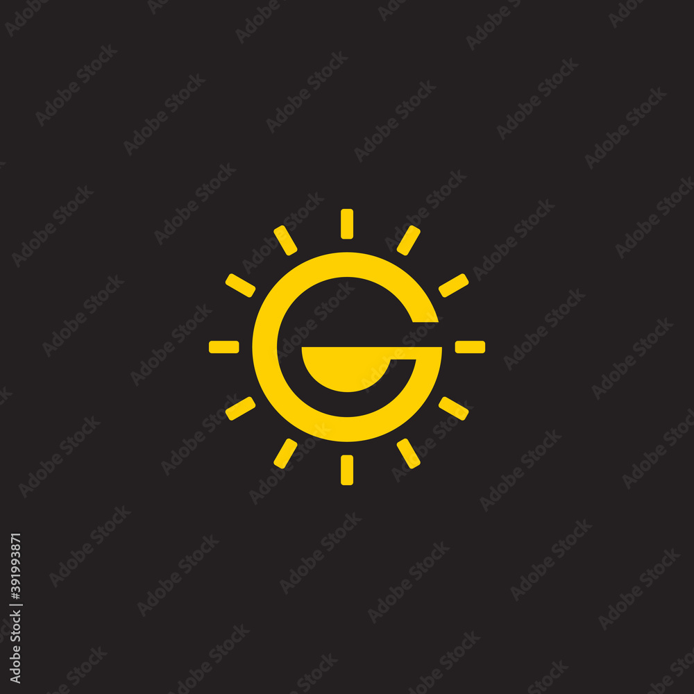 Fototapeta premium letter g sun moon geometric design logo vector