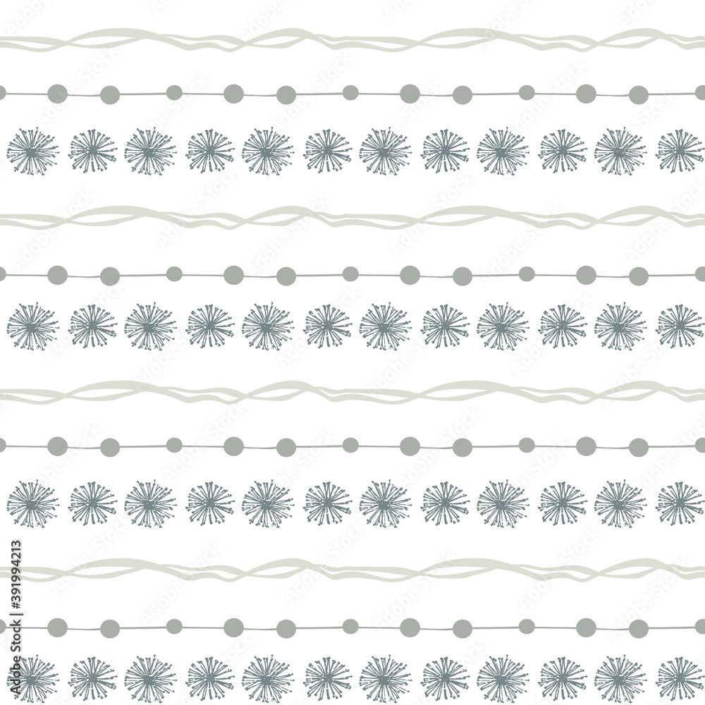 Winter decorative snowflakes and doodle lines