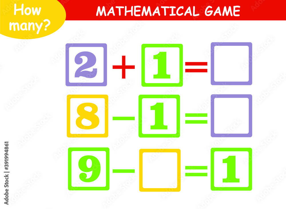 mathematical examples of addition and subtraction. educational page for children. mathematical examples of addition and subtraction. educational page for children.