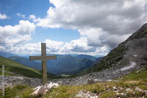 View of Fisht Oshtenovsky pass in the caucasus mountains