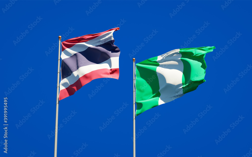 Beautiful national state flags of Thailand and Nigeria. Beautiful national state flags of Thailand and Nigeria.