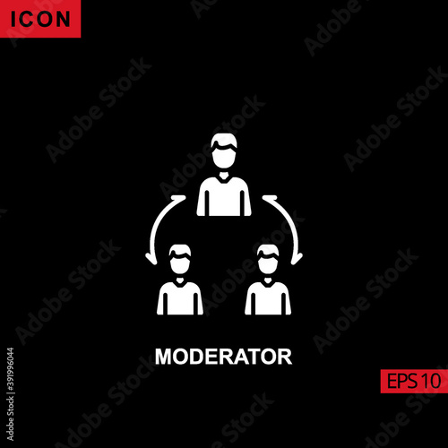 Icon moderator. Glyph, flat or filled vector icon symbol sign collection