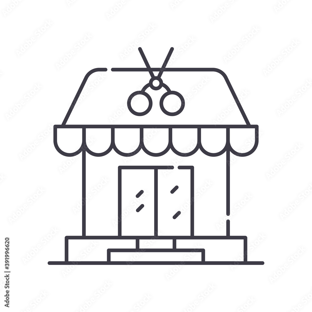 Barber shop concept icon, linear isolated illustration, thin line vector, web design sign, outline concept symbol with editable stroke on white background. Barber shop concept icon, linear isolated illustration, thin line vector, web design sign, outline concept symbol with editable stroke on white background.