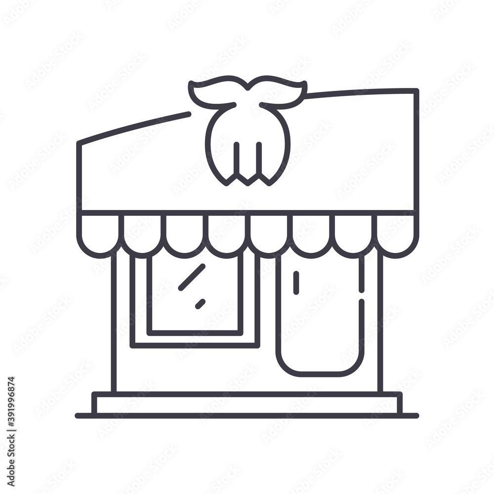 Barber shop image icon, linear isolated illustration, thin line vector, web design sign, outline concept symbol with editable stroke on white background. Barber shop image icon, linear isolated illustration, thin line vector, web design sign, outline concept symbol with editable stroke on white background.