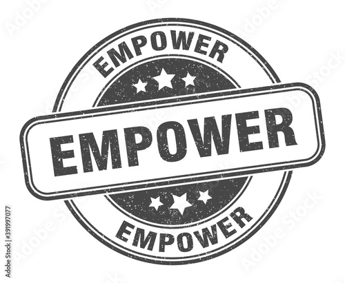 empower stamp. empower label. round grunge sign
