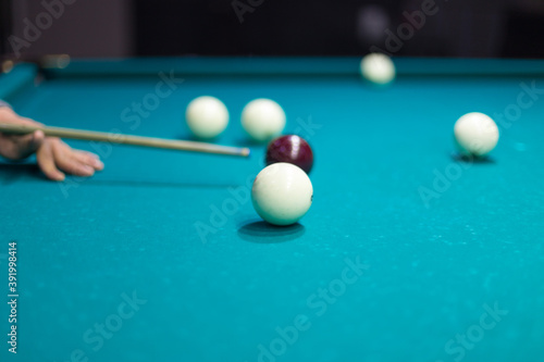 Billiards game - Close-up shot of a man playing billiards