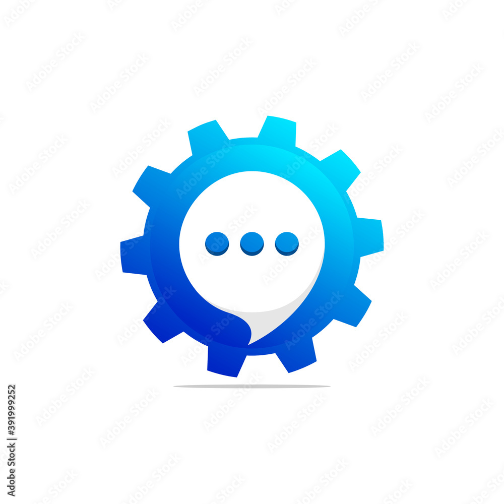 bubble chat logo with gear service concept bubble chat logo with gear service concept
