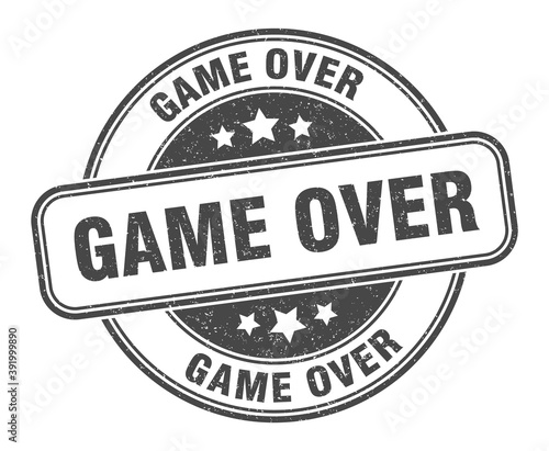game over stamp. game over label. round grunge sign