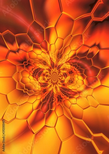 Foto abstract orange and yellow futuristic hexagonal mosaic patterns and designs