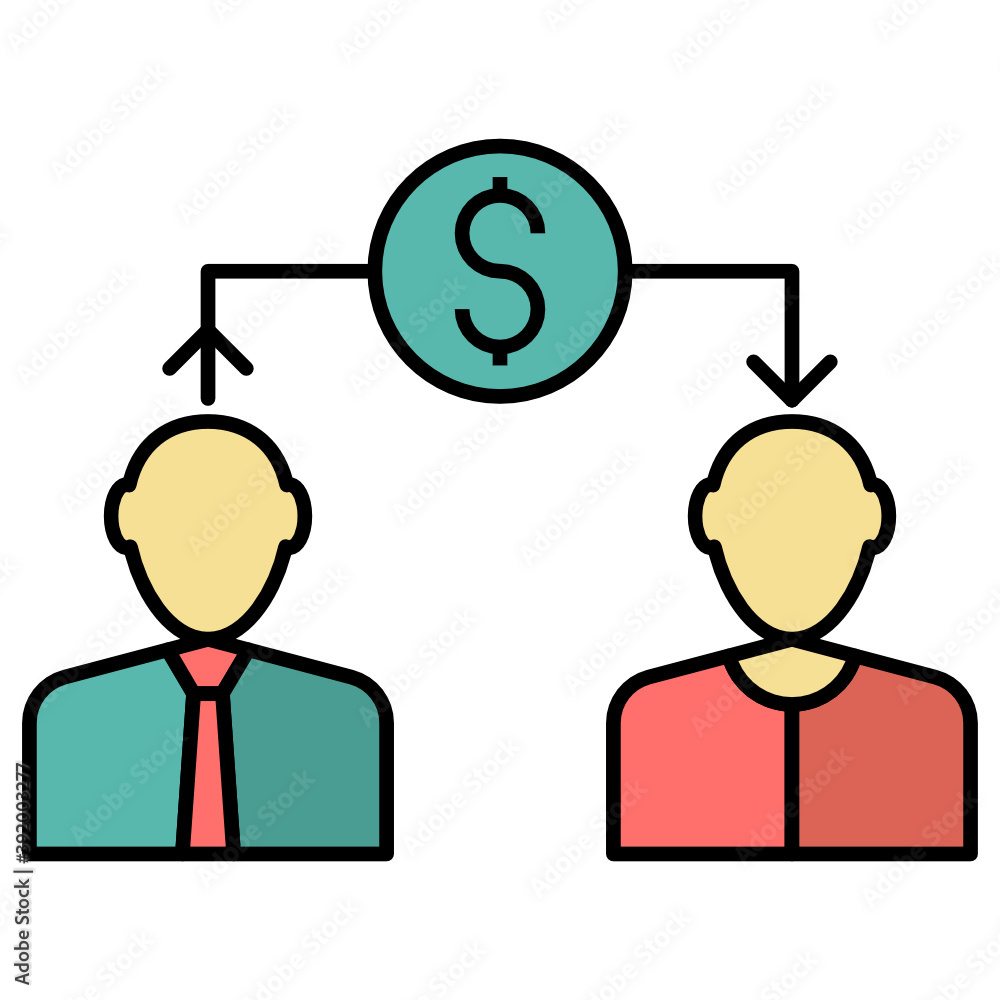 Peer to Peer Lending Concept, alternative financial service Vector Color Icon Design, Financier and investors Symbol on White Background, Business Capitalism and Finance Sign, 