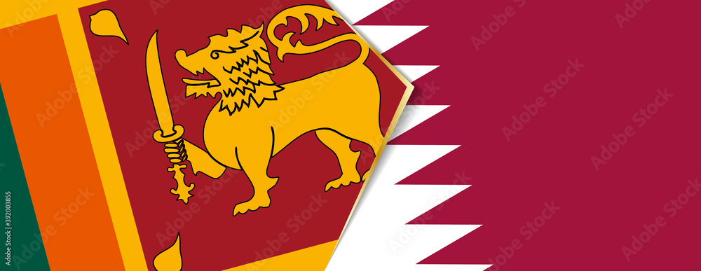 Sri Lanka and Qatar flags, two vector flags.