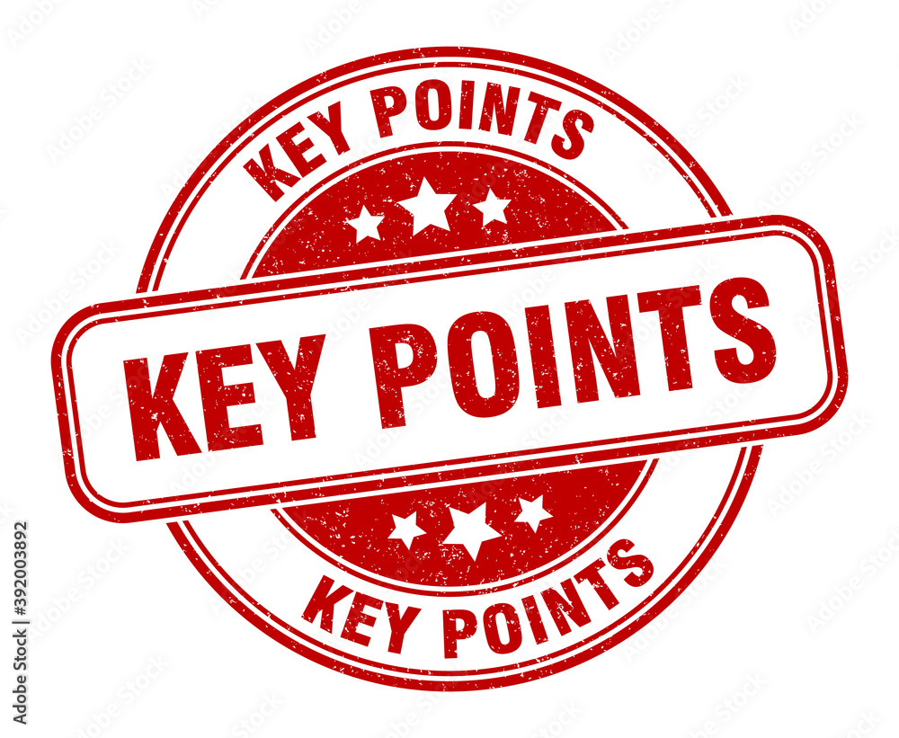 key points stamp. key points label. round grunge sign