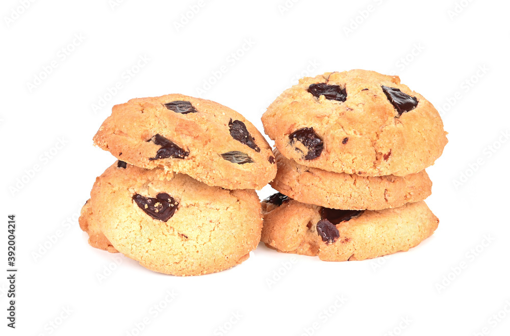 Chocolate chip cookies isolated on white background. Chocolate chip cookies isolated on white background.