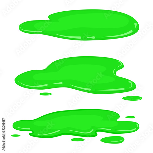 Set Puddles green slime, liquid toxic mold, vector, cartoon style, isolated illustration