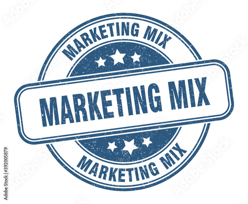 marketing mix stamp. marketing mix label. round grunge sign