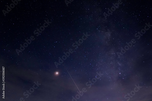 夏の天の川と流星と火星 photo