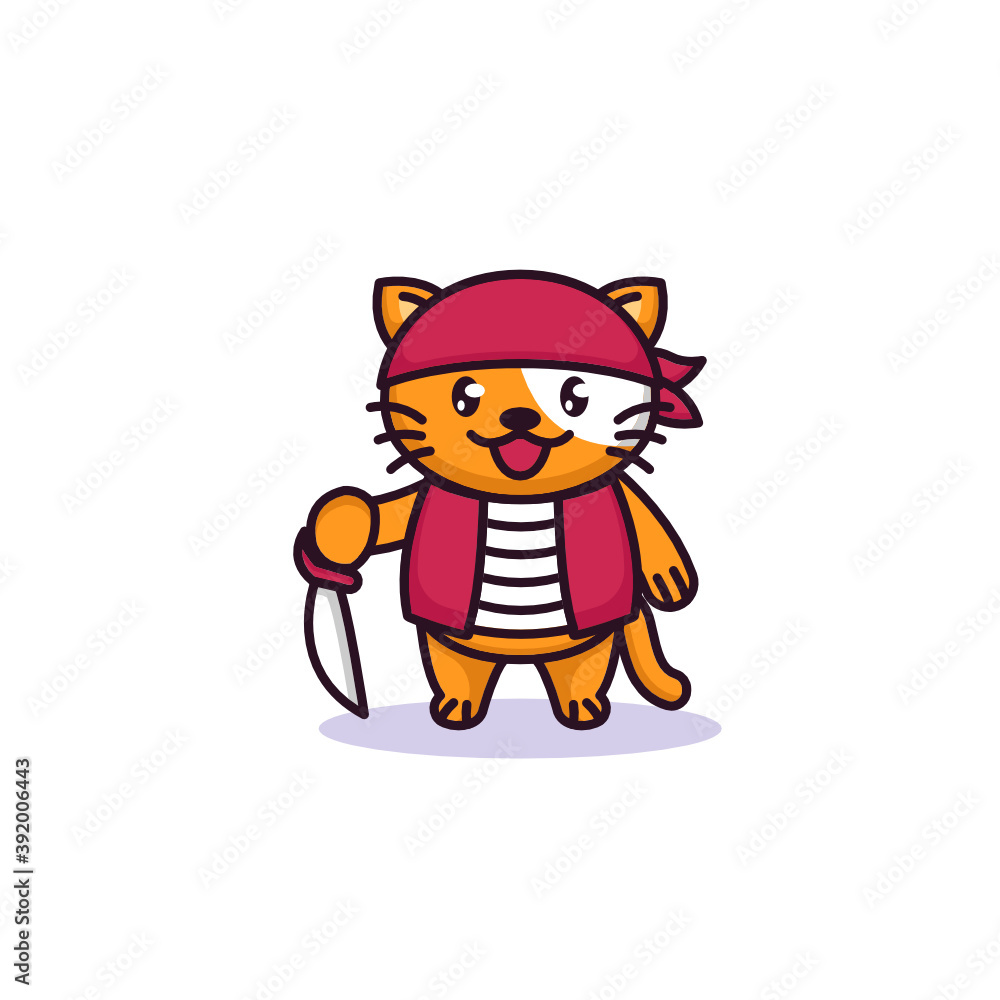 Cute cat with a pirate costume Cute cat with a pirate costume