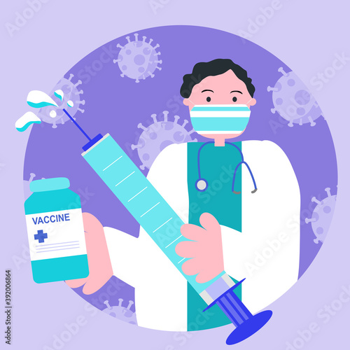 Vaccines for COVID-19,The doctor holding syringe for killing virus.