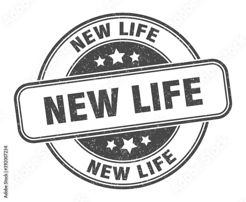 new life stamp. new life label. round grunge sign