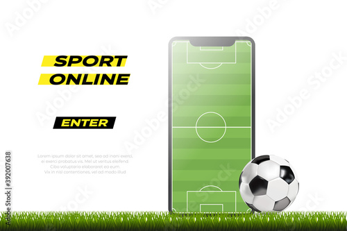 Mobile football soccer sport online. Mobile sport play match. Online soccer game with live mobile app vector illustration eps 10