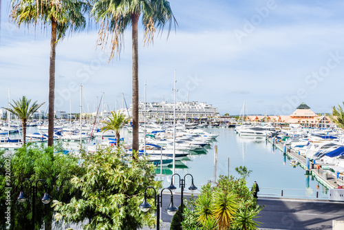 Vilamoura Marina, Portugal. Exclusive place surrounded by boats and luxury hotels. photo