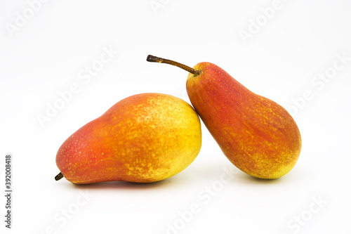 Fresh ripe organic pears isolated on white background