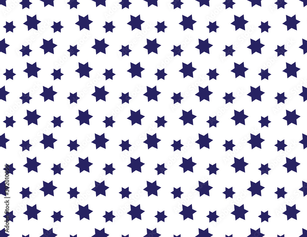Blue Star of David seamless pattern on White background, Star of David various sizes Blue Star of David seamless pattern on White background, Star of David various sizes