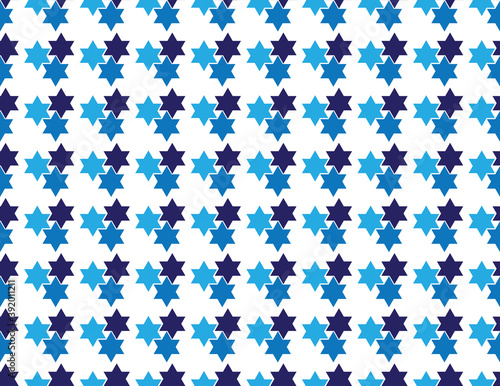 Star of David seamless pattern - Abstract Navy Blue, Blue and Sky Blue Star of David shapes background