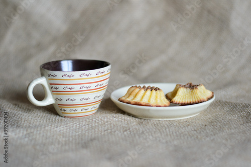 cup and cake on the table