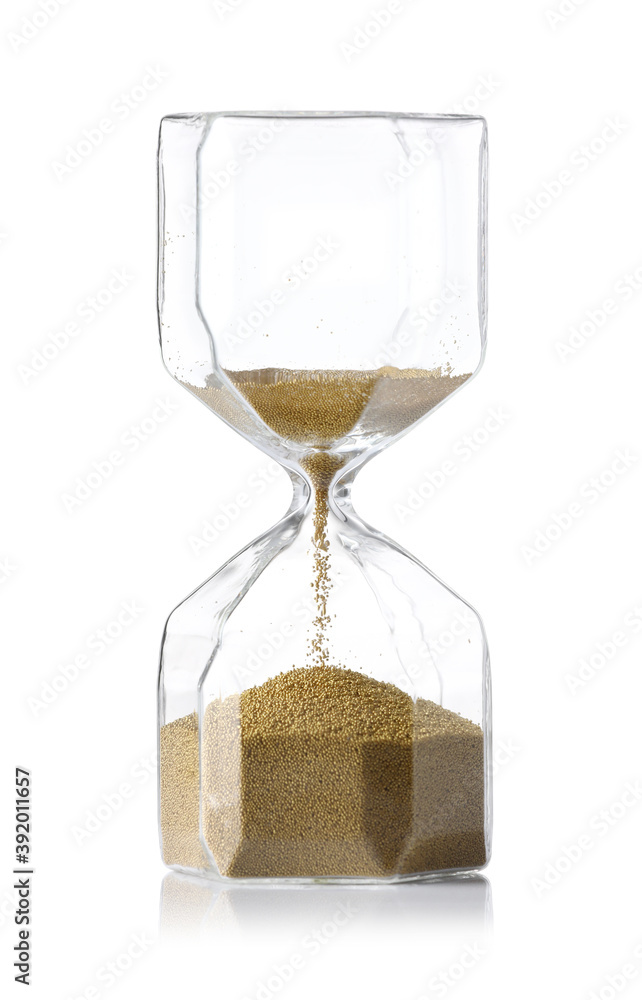 Hourglass on white background. Time management concept Hourglass on white background. Time management concept