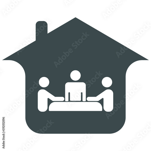 
Working from home via videoconference, meeting with the team in social distancing Concept of the COVID-19 coronavirus pandemic, a group of people staying at home, working at home, chair, conference, 