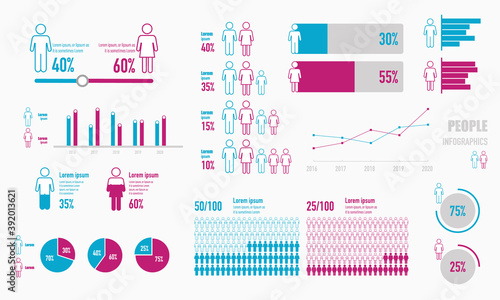 People Infographics, gender pictographic vector for presentation and website
