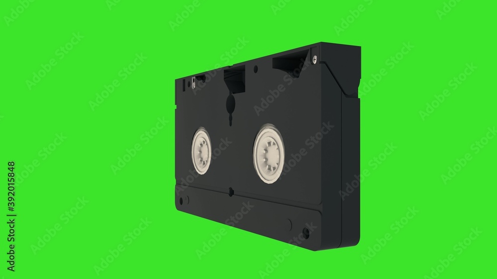 Fototapeta premium VHS cassette. Video cassette isolated on green screen. 3d rendering